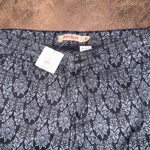 Judy Blue Black Pants with Light Gray Damask Print